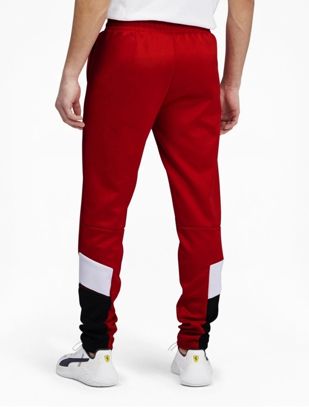Puma X Ferrari Red Track Pants Mens Size Medium Black and White Panels - Picture 2 of 13